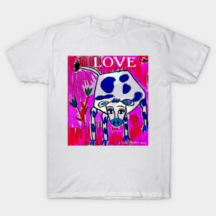 Blue Spotted Love Cow T-Shirt